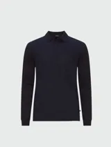 Remera polo manga larga azul oscuro, corte slim fit, confeccionada en algodón elastizado.