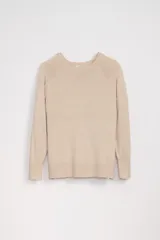 Buzo beige melange de cuello redondo y manga larga.