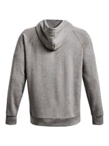 Buzo Under Armour con capucha, color celeste, con logo estampado en blanco en el pecho y bolsillo tipo canguro.