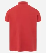 Polo de hombre slim fit color beige, confeccionada en tejido de media malla acanalada de algodón sostenible, con cuello clásico con botones y mangas cortas.