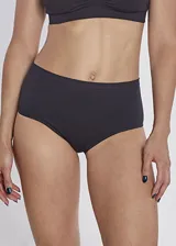 Bombacha bikini tiro alto de microfibra sin costuras, color blanco, con forro de algodón.