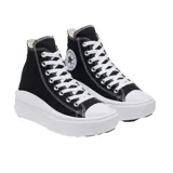 Sneakers de lona de corte alto color negro con plataforma angular, diseñadas para ofrecer libertad de movimiento y estilo.
