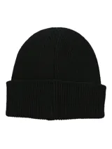 Gorro beanie negro de punto acanalado con parche con el logo de Hush Puppies.
