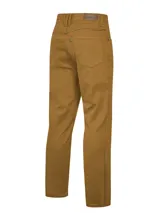 Pantalón de jean color verde oliva, corte recto, con bolsillos delanteros y traseros.