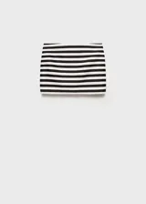 Minifalda ajustada de punto circular con estampado de rayas horizontales blancas y negras.