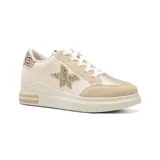 Championes deportivos American Sport Luze color beige con detalles en animal print y estrella dorada en el lateral.