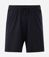 Pijama corto masculino de modal, color azul marino oscuro, compuesto por una remera de manga corta con cuello redondo y un short con ajuste de cordón.