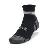 Medias deportivas Under Armour HeatGear de corte tobillero, color negro con detalles en gris y logo de la marca en el tobillo.