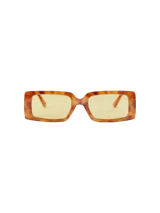 Lentes de sol rectangulares con montura de carey y lentes amarillas con protección UV400.