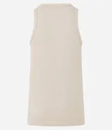 Musculosa de hombre color beige, de algodón acanalado, sin estampa y con cuello redondo.