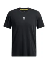 Remera negra de algodón para hombre, con logo de Stephen Curry estampado en blanco en el pecho.