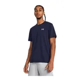 Remera deportiva negra de manga corta, con logo Under Armour estampado en blanco en el pecho.