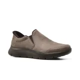 Zapato casual Skechers Hands Free Slip-ins Go Walk Flex Ray color marrón, sin cordones, con capellada de cuero vegano, plantilla acolchada Skechers Air-Cooled Memory Foam y suela de tracción flexible.
