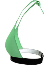 Top de bikini verde con tirantes finos y banda inferior elástica negra con el logo de Calvin Klein en blanco.