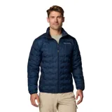 Campera Columbia Delta Ridge II Down para hombre, color negro, ideal para senderismo. Cuenta con forro termorreflectante Omni-Heat™, tecnología HeatSeal™ sin costuras, tejido hidrófugo Omni-Shield™, aislamiento de plumón de 650 hilos, cuello, puños y dobladillo ribeteados, protección de la barbilla y bolsillo con cremallera.