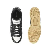Championes Adidas Brek Star de cuero sintético negro con detalles en blanco y las tres rayas laterales en gamuza blanca.