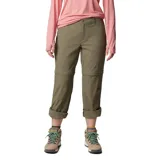 Pantalón de trekking convertible en short, color verde oliva, con tecnología Omni-Shield que repele la humedad y resiste las manchas. Cuenta con cintura cómoda, rodilleras articuladas, bolsillos para las manos, bolsillo de seguridad con cierre, dobladillo ajustable con broche, lazo para herramientas y presillas para cinturón.