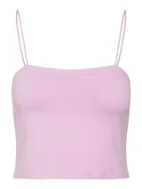 Top corto de tirantes finos color lila, con escote recto.