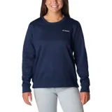 Buzo Columbia color lila con logo estampado en el pecho.