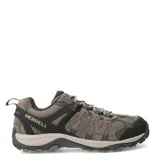 Championes de trekking Merrell Accentor 3, color marrón con detalles en negro y gris. Confeccionados en gamuza y malla, con cordones reciclados, lengüeta con fuelle, forro interior de malla reciclada, plantilla EVA removible, tratamiento antiolor CleanSport NXT™, sistema de soporte interno, Merrell Air Cushion en el talón y suela de goma Merrell.