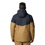 Campera de esquí Columbia Last Tracks Jacket para hombre, color marrón claro con detalles en negro. Impermeable, transpirable y termorreflectante, con capucha ajustable y extraíble, faldón para nieve, bolsillos con cremallera y dobladillo ajustable.