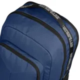 Mochila Caterpillar unisex color azul con detalles en negro. Cuenta con un compartimento principal grande, bolsillo delantero con llavero fijo, bolsillos internos y correas ajustables.