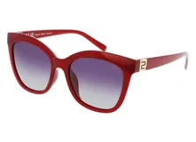 Lentes de sol de acetato color rojo con filtro polarizado y diseño contemporáneo.