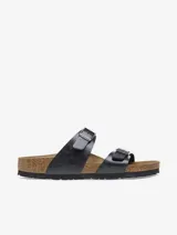 Sandalia de dos correas de Birkenstock, con acabado de brillo sedoso y suela exterior a juego.