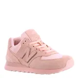 Championes urbanos New Balance modelo 574, color rosa, confeccionados en gamuza y malla, con logo "N" característico en los laterales y entresuela ENCAP.