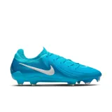 Championes de fútbol Nike Phantom GX II Pro FG, color celeste con detalles en blanco.