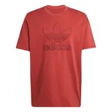 Camiseta de algodón color ladrillo con logo Adidas Trefoil y texto bordado en el mismo tono.