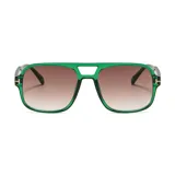 Lentes de sol unisex con montura verde y lentes marrones degradadas.
