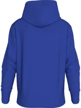 Buzo azul con capucha y cordones ajustables, de corte clásico y logo de Calvin Klein bordado en el pecho.