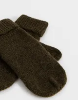 Guantes de lana color negro, tipo manoplas, con puño acanalado.