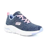 Zapatillas deportivas de malla knit en azul con detalles en rosa y plantilla extraíble Arch Fit.
