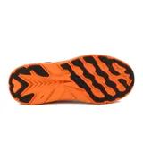Zapatillas de running para mujer, con diseño en blanco y detalles en naranja y azul, ofreciendo soporte y comodidad.