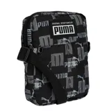 Bandolera Puma Academy negra con estampado del logo en gris.