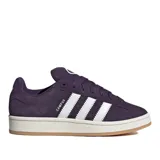 Zapatillas Adidas Campus 00S de gamuza color morado con las tres tiras clásicas en blanco.