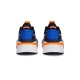 Championes Puma RS-X Geek de hombre, color negro con detalles en gris, azul y naranja. Zapatillas de estilo retro con revestimientos de nubuck y gamuza.