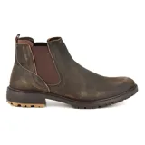 Bota de cuero color marrón con diseño elegante y suela de goma, ideal para looks casuales.