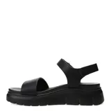 Sandalias negras con plataforma y tobillera ajustable.
