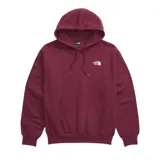 Sudadera con capucha The North Face, color borgoña, corte holgado, con bolsillo canguro frontal y logo bordado en blanco en el pecho izquierdo.