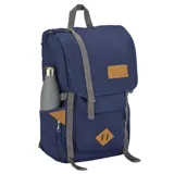 Mochila Jansport Hatchet azul con detalles en marrón y gris.