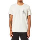 Remera blanca de algodón con cuello redondo y estampado pequeño en el pecho con el logo de la marca Katin y la frase "See you out there".