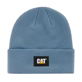 Gorro de lana azul con logo de Cat en el frente.