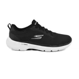 Zapatillas deportivas Skechers GOwalk 6™ - Bold Vision, color negro con detalles en blanco. Capellada de malla brillante en punto knit con cordones elásticos, media suela ligera con amortiguación ULTRA GO, plantilla Air-Cooled Goga™ Mat y tecnología Hyper Pillar™ con alto retorno de energía.