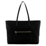 Bolso tote Guess negro de material reciclado, con doble asa de hombro, logo triangular frontal y monedero extraíble con cierre.