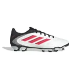 Championes de fútbol Adidas Copa Pure 3 Pro, color blanco con detalles en negro y rojo.