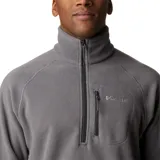 Buzo polar Columbia Fast Trek III para hombre, color gris, con medio cierre frontal y logo bordado en el pecho.