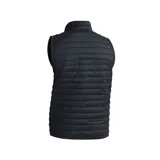 Chaleco negro acolchado con cierre frontal y cuello alto. Logo de Columbia estampado en el pecho.